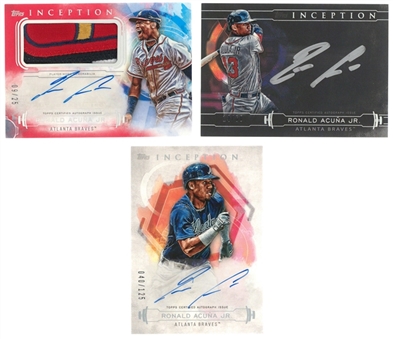 2019 Topps Inception Ronald Acuna Jr. Signed Numbered Card Lot (3 Different)